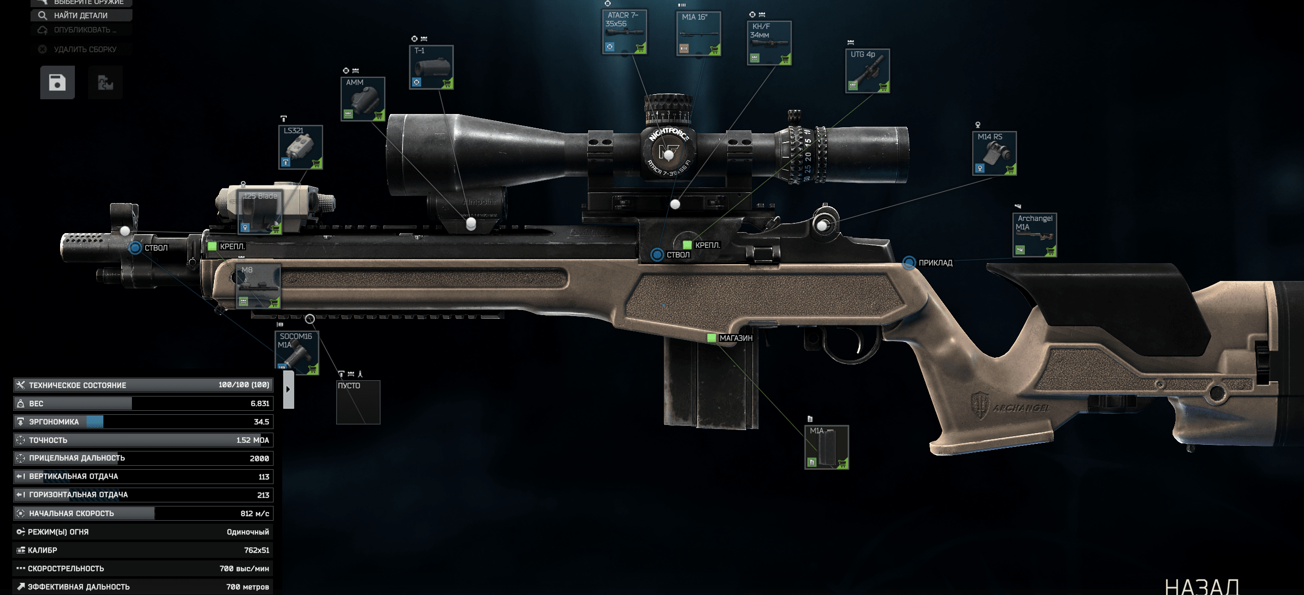 Модифицированная M1A для квеста Оружейник. Часть 20